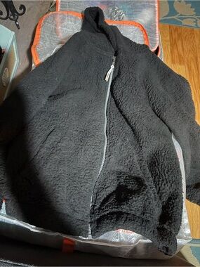 Cozy Black Sherpa Zip-Up Jacket- So/Kohls